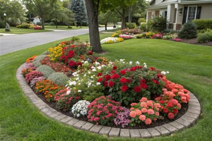 flower beds in front of home