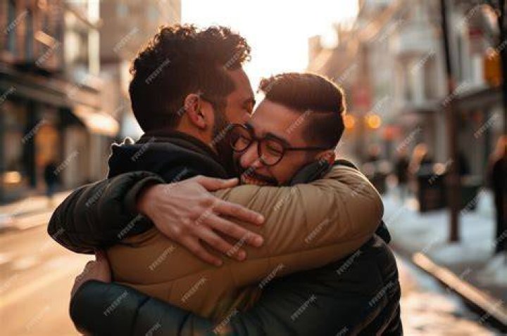 Men hugging