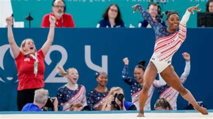 Simone Biles during the team all-around competition at the Olympics on July 27, 2021