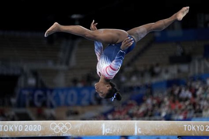 Simone Biles on the balance beam at the 2016 Rio Olympics